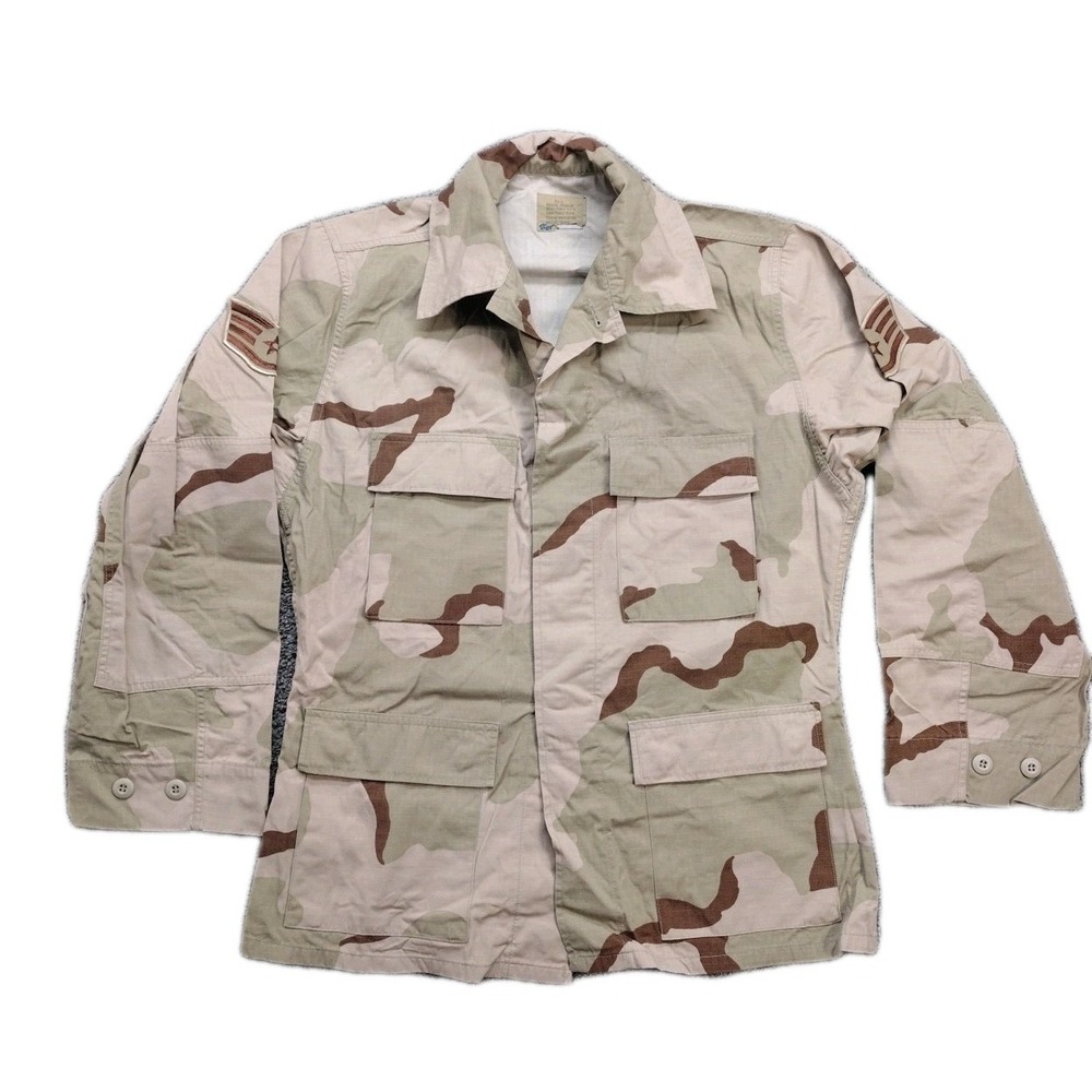 US Military 3 Color Desert Camo BDU Combat Shirt Medium Reg 90's Y2K